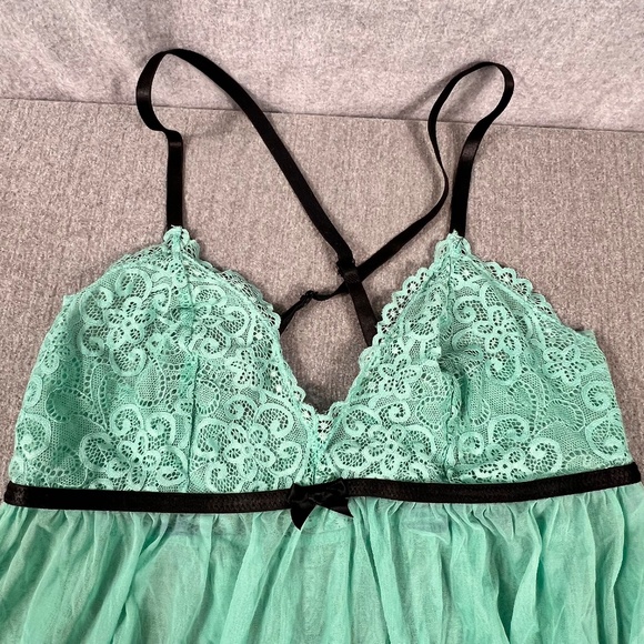 Lingerlove Lingerie Top Sz M/L Wedding Sexy Lace Bow Sheer Evening Honeymoon - Picture 3 of 9